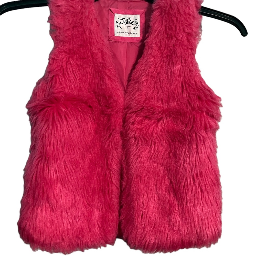 KIDS JUSTICE HOT PINK FAUX FUR VEST 10 GIRLS